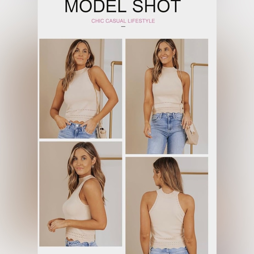 NWT Ribbed Knit Racerback High Neck Halter Crop Top - Picture 5 of 7